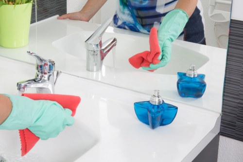 Trained carpet cleaning technician using professional tools