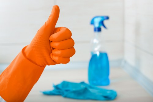 Professional cleaner using safe carpet cleaning methods